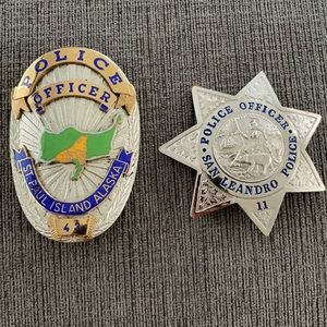 Vintage obsolete police badge Alaska & SanLeandro